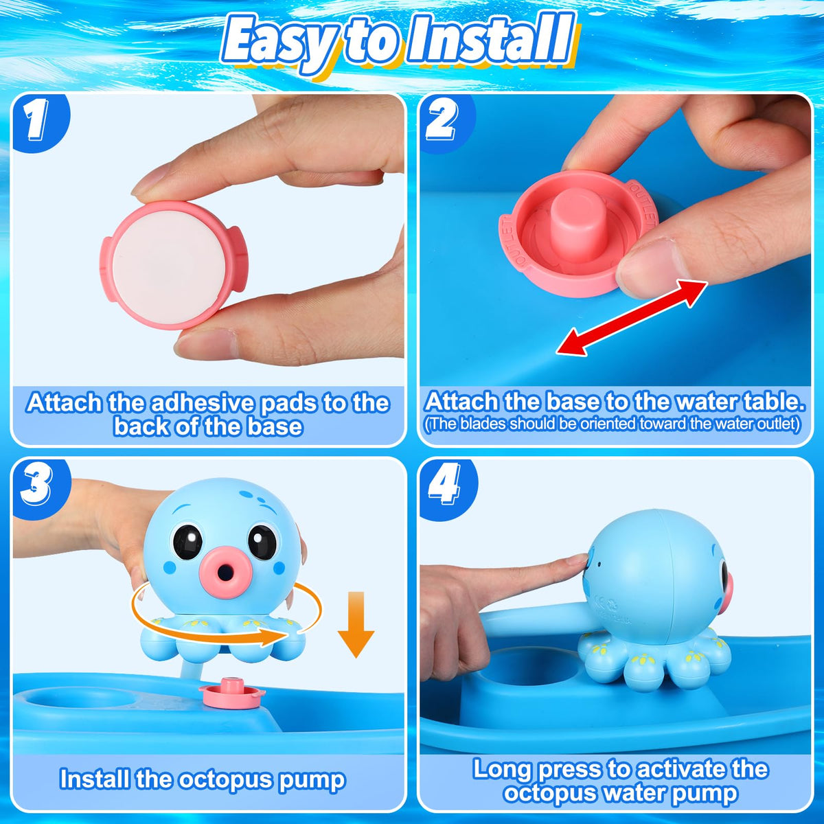 Gigilli easy-install no-drill design fits most water tables quickly.