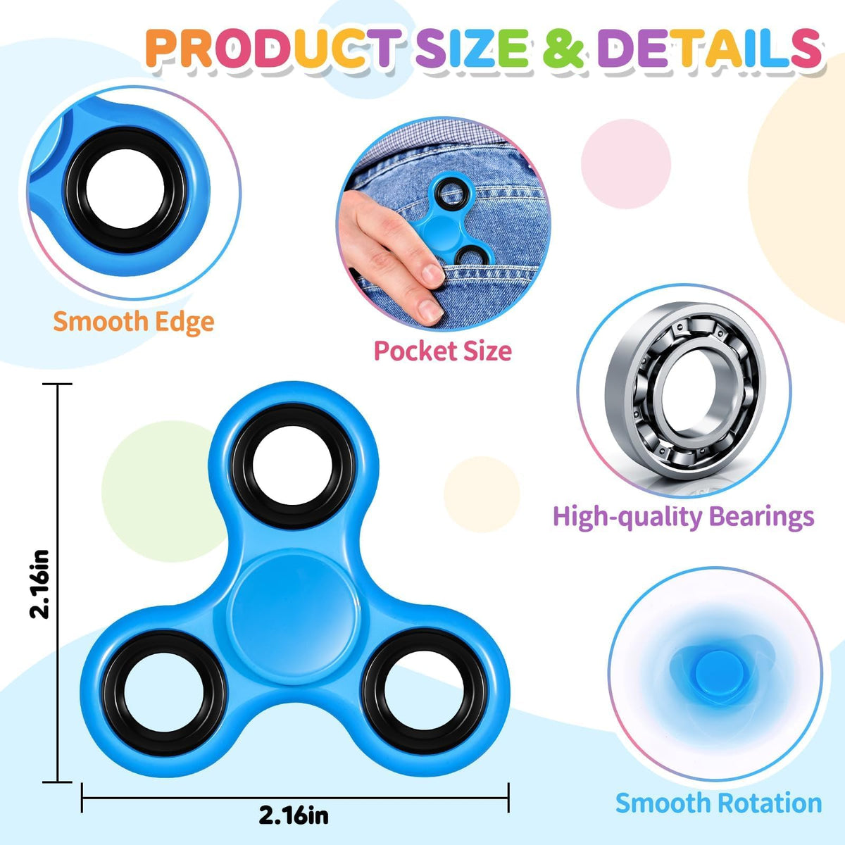 Gigilli 24-pack fidget spinners are built for durability and long-lasting spins during busy days.