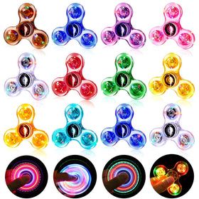 Gigilli glow-in-the-dark fidget spinner 12-pack for kids, ideal as party favors and classroom prizes.