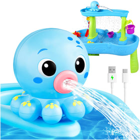 Gigilli octopus water table pump side view, compact setup for quick play.