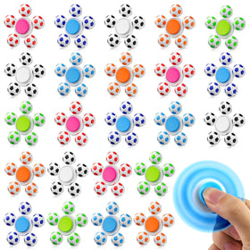 Gigilli soccer-spinner bulk pack with vibrant soccer-ball designs for classrooms and parties.