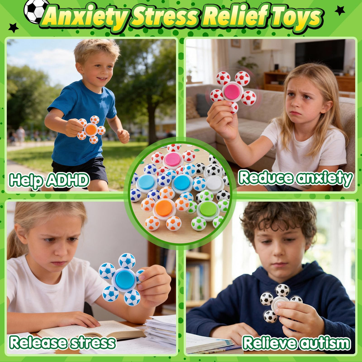 Gigilli soccer-spinner quiet-spin for minimizing classroom noise during tasks.