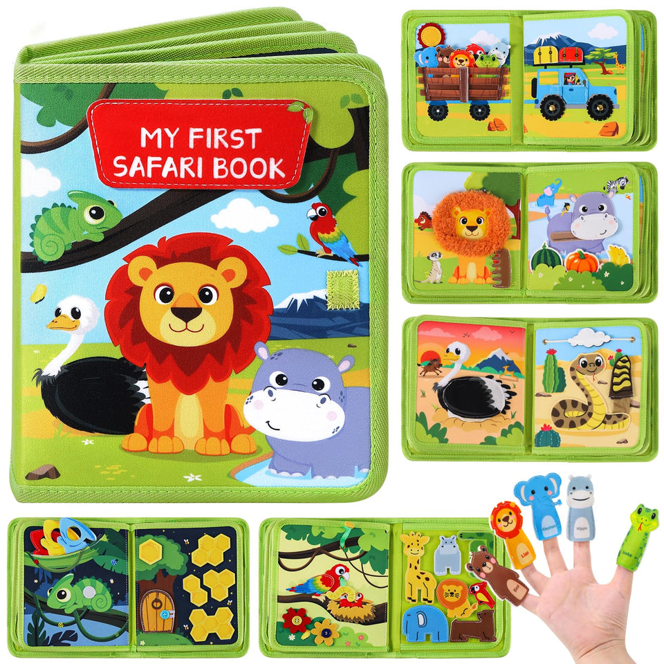 Gigilli Wild-Animals Busy Book cover entices toddlers with safari imagery for engaging play.