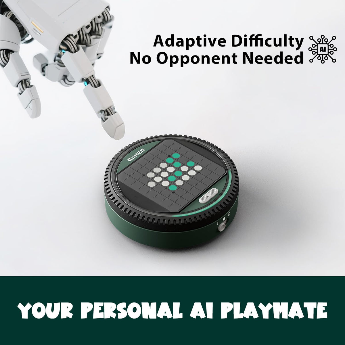 GiiKER Super Reversi AI opponent screen demonstrating adaptive challenge that scales with skill.