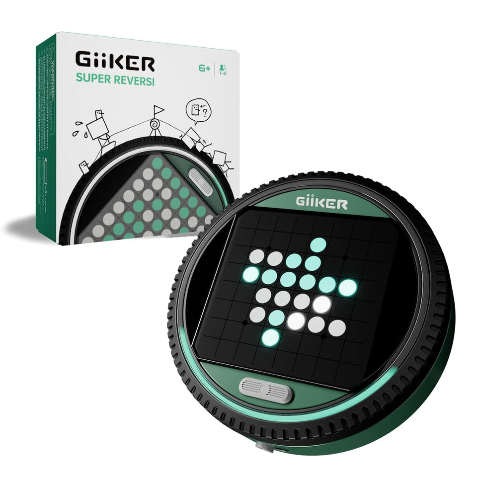 GiiKER Super Reversi front LED board showcasing glowing playfield for clear move planning.