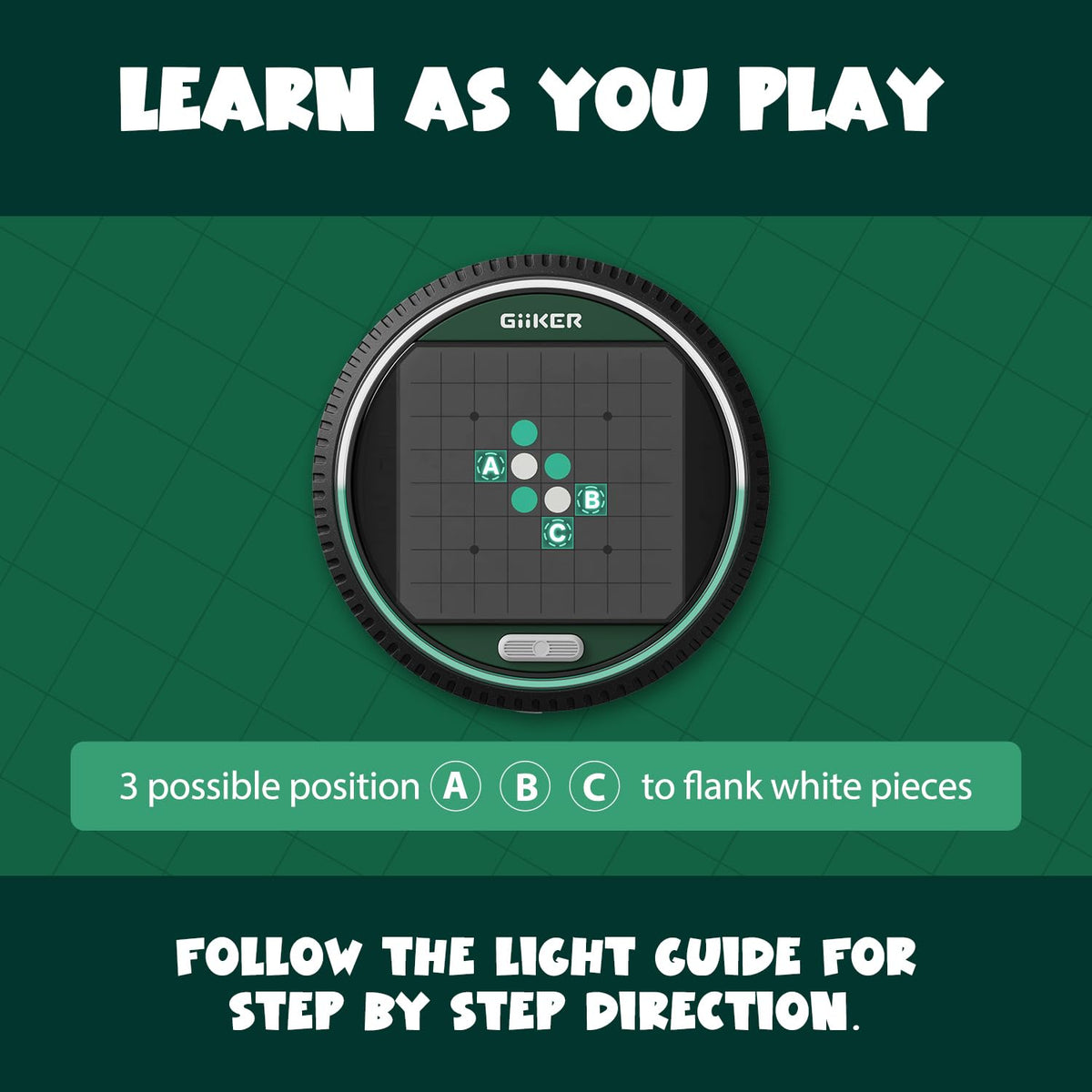 GiiKER Super Reversi puzzle mode displaying 500 setups to test strategy and foresight.
