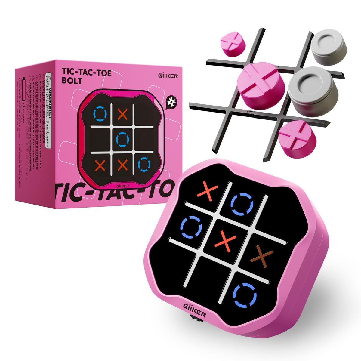 GiiKER Tic Tac Toe Bolt box top view for quick, on-the-go play