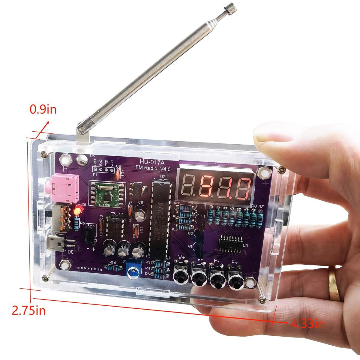 Gikfun FM Radio Kit battery case included for portable operation.