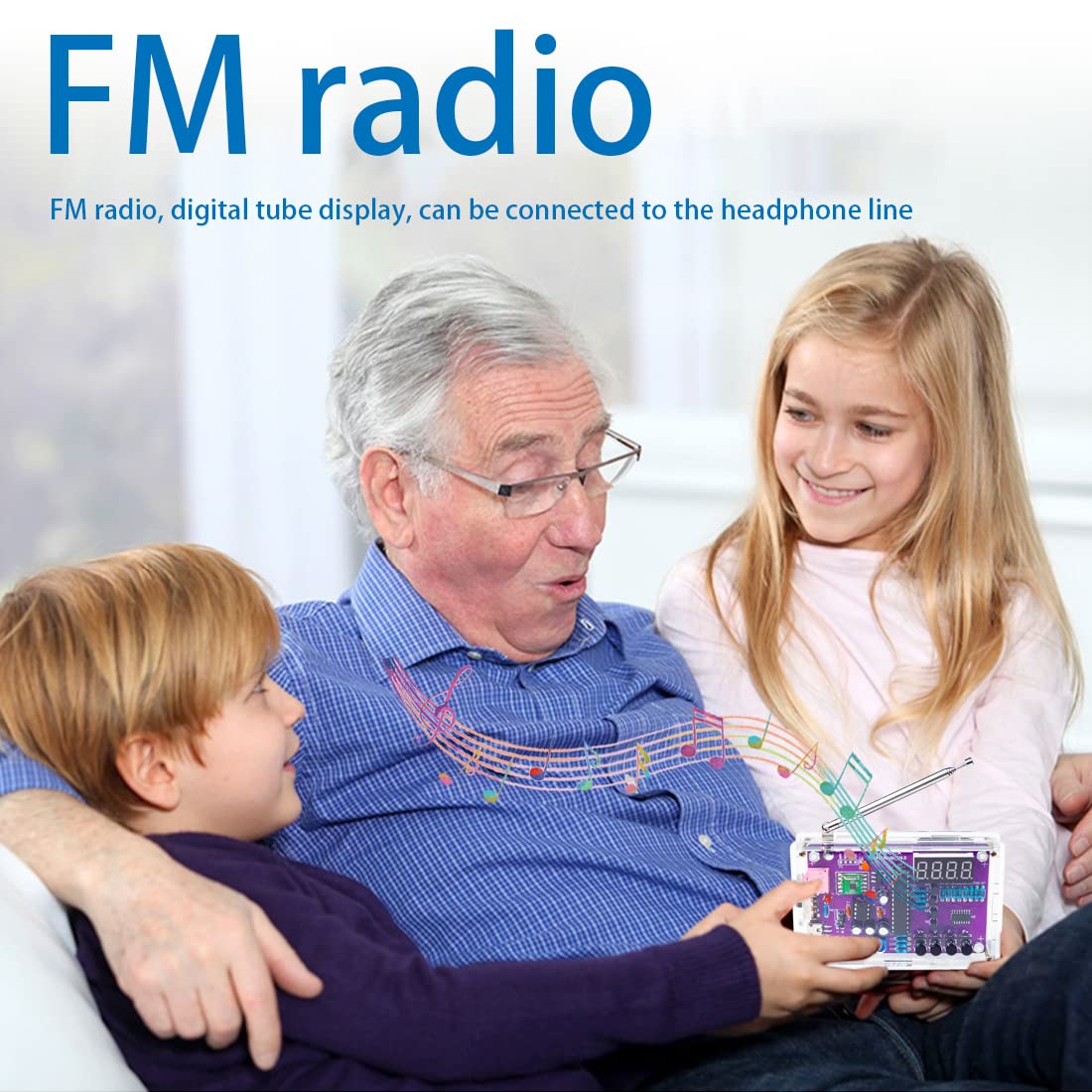 Gikfun FM Radio Kit with USB power connection for versatile setup.