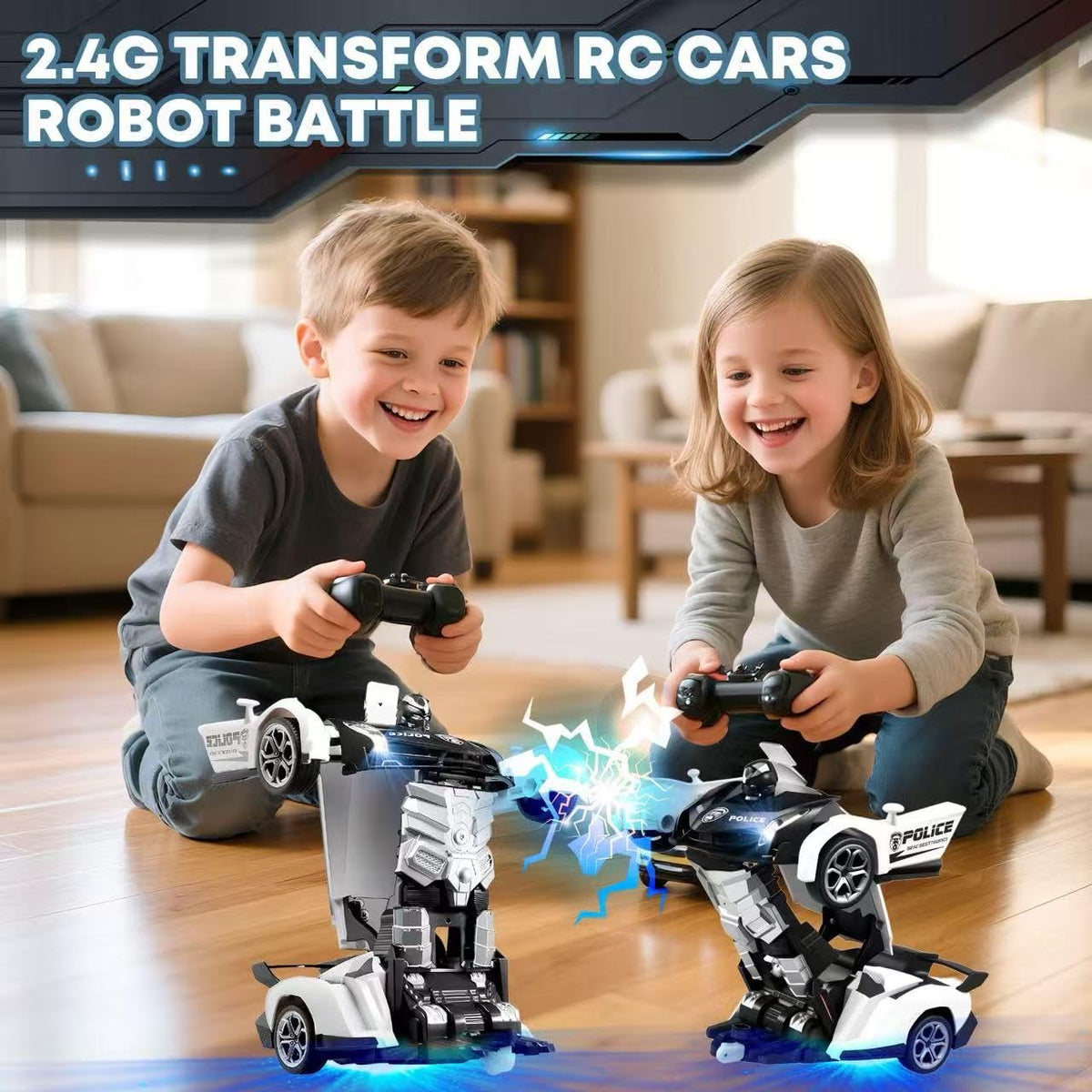 Gikimooy transforming RC car lights-on for exciting nighttime play