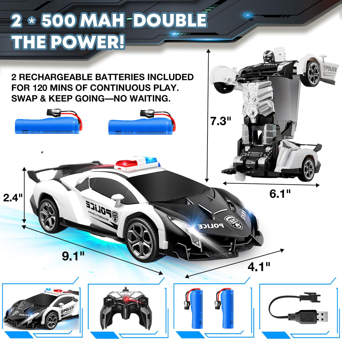 Gikimooy transforming RC car robot mode highlights imaginative play