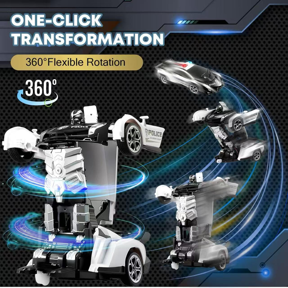 Gikimooy transforming RC car side view shows portable design for kids