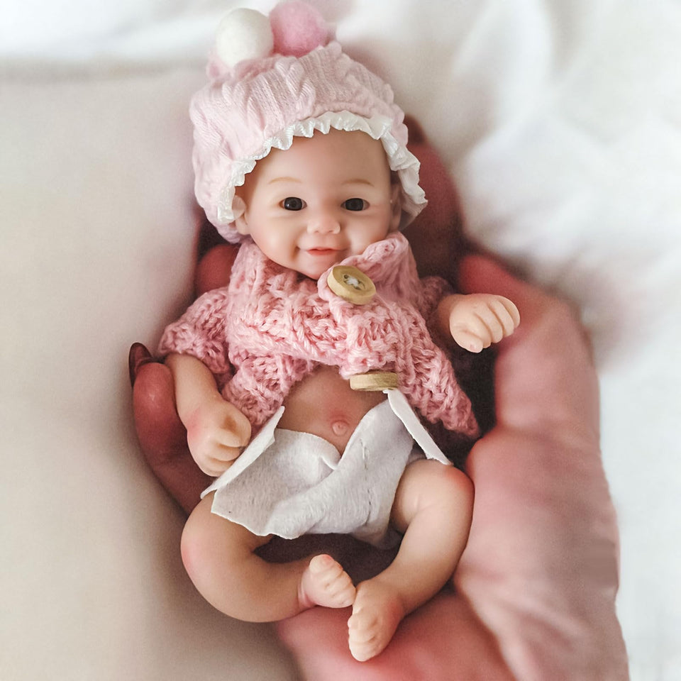 Gileutay 6inch soft silicone baby doll full body with realistic touch for nurturing play.