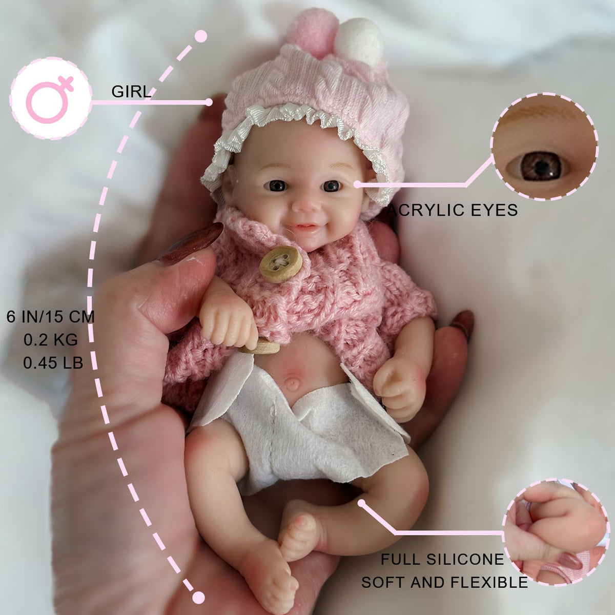 Gileutay mini silicone doll hands and feet closeup showing skin-like realism for role-play.