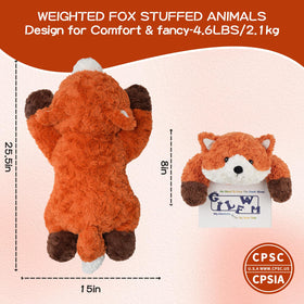 GILFWM Fox Plush-heating-pad image shows removable microwavable heating pad for soothing warmth
