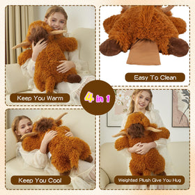 GILFWM Highland Cow weighted plush hug-back feel with balanced weight.