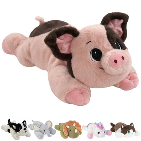 GILFWM weighted pig plush back view for comforting hugs at home.
