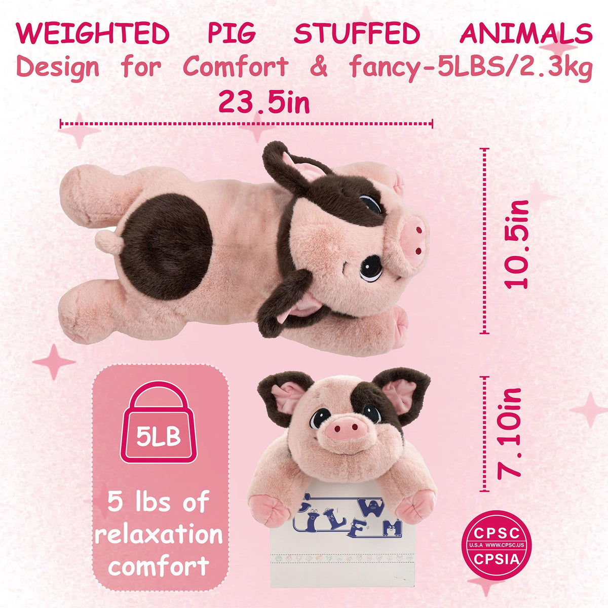 GILFWM weighted pig hugging back sensation highlights cozy plush feel.