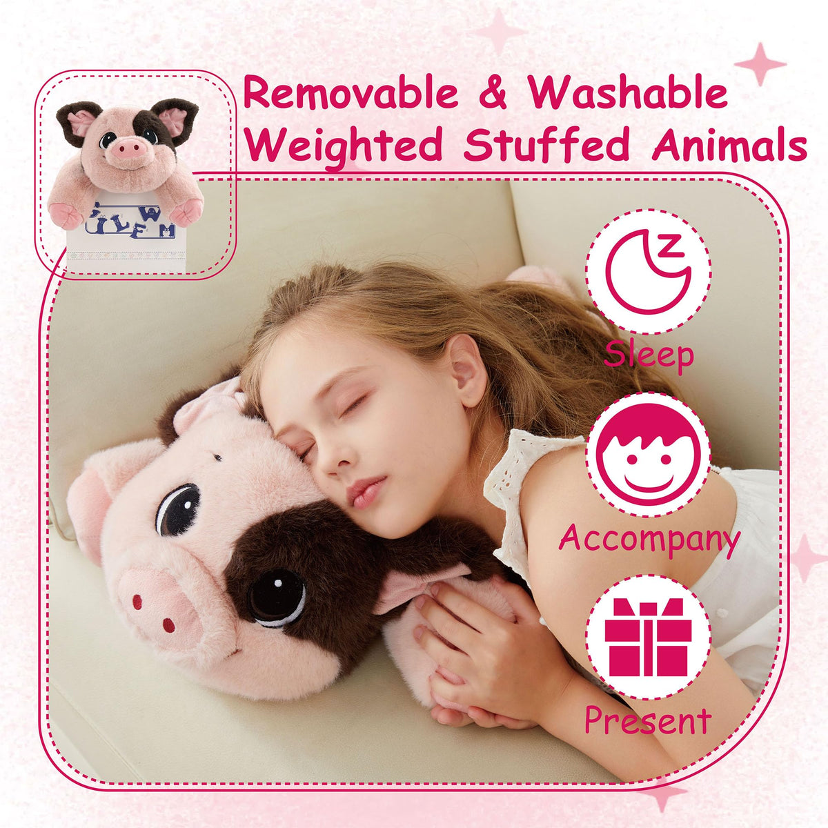 GILFWM weighted pig soft plush fabric delivers long lasting comfort.