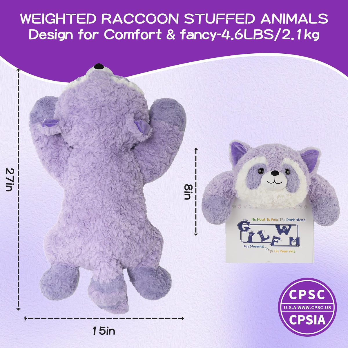 GILFWM weighted raccoon with removable heating pad for warm, cozy sessions.