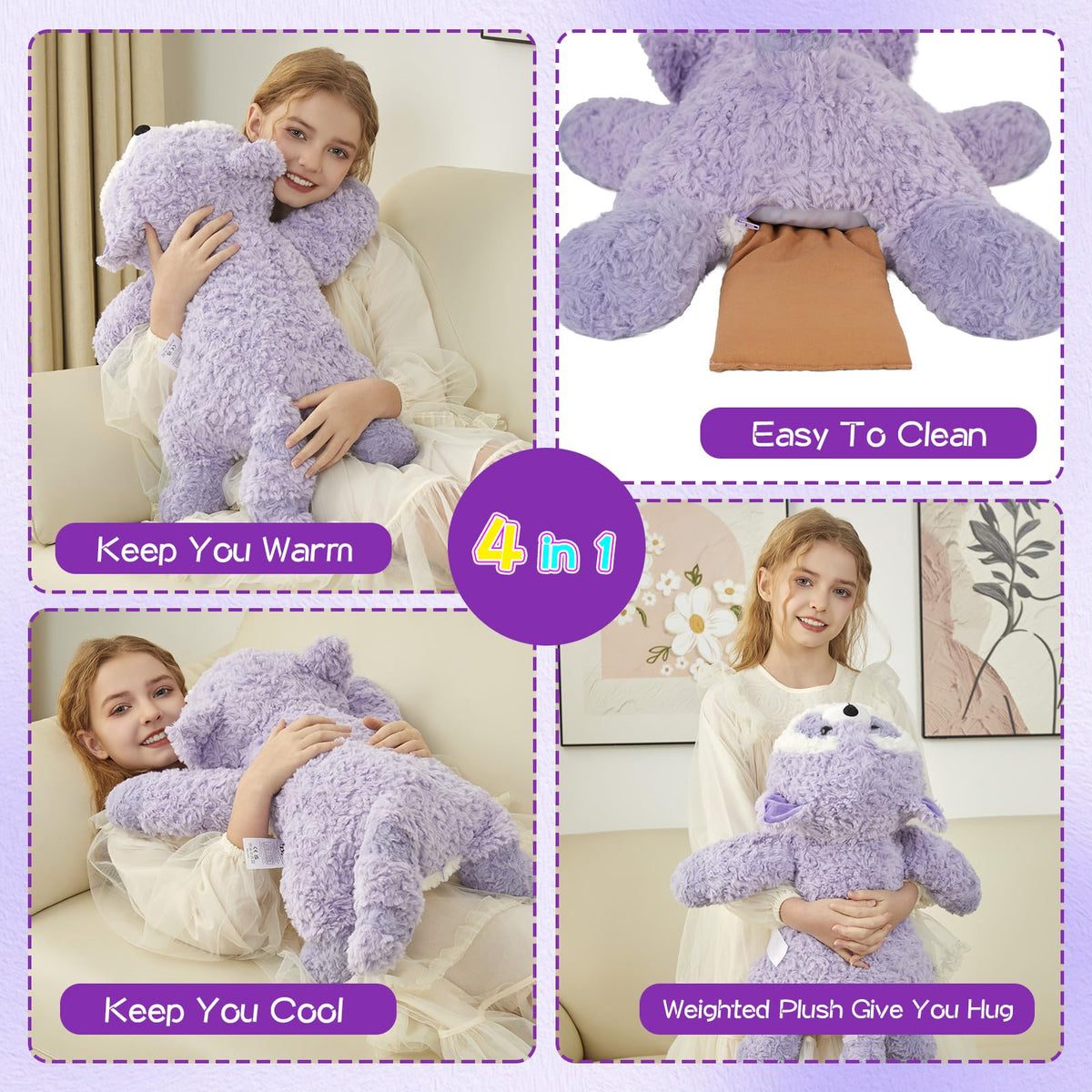 GILFWM weighted raccoon plush shows soft double-brushed fabric for lasting comfort.