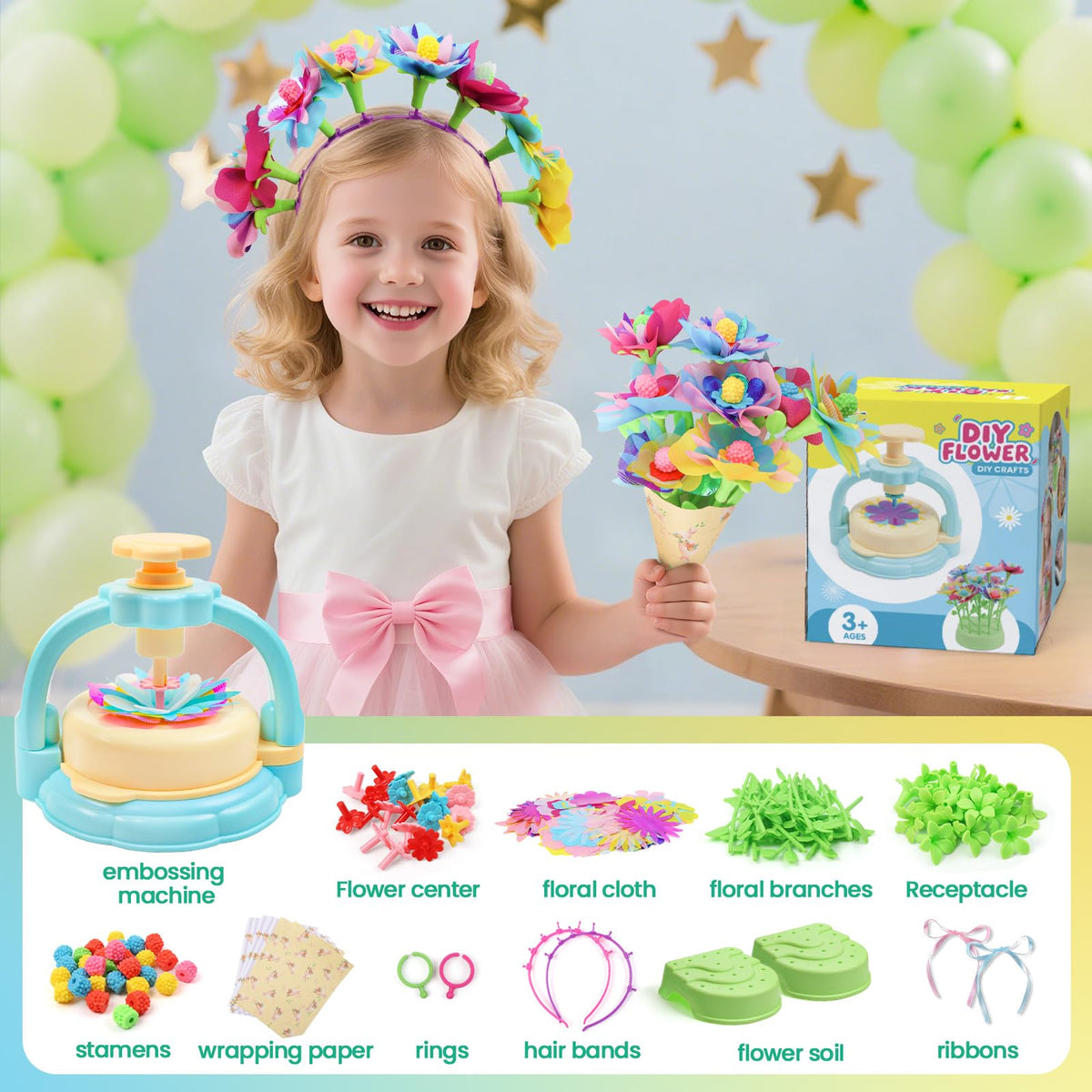 Child assembling flowers with snap-and-twist mechanism in the GILI kit