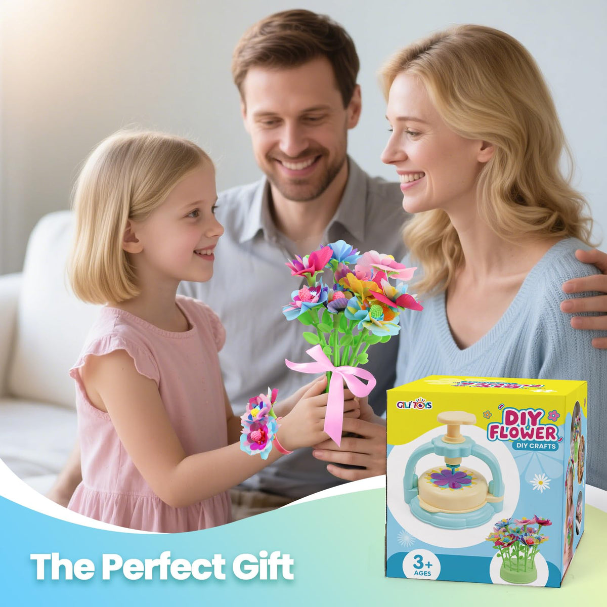 GILI storage bucket organizing flower parts after playtime