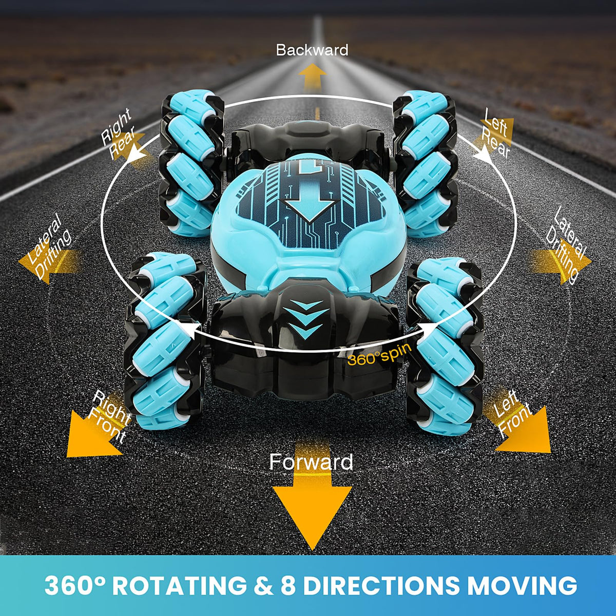 GILI Gesture Sensing RC Stunt Car top view highlighting compact design