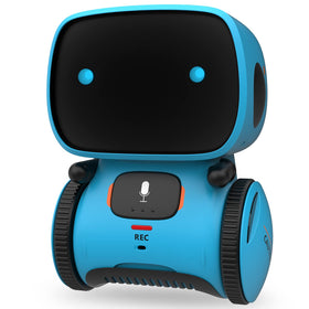 GILOBABY interactive talking robot blue front view for immersive storytelling and learning.