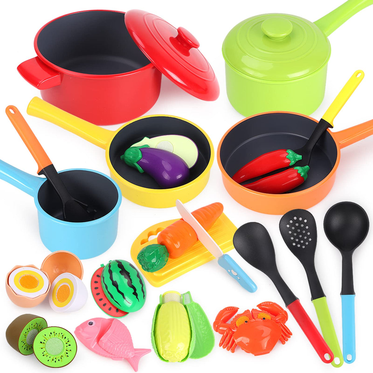 GILOBABY play kitchen set with pots and pans for imaginative pretend cooking