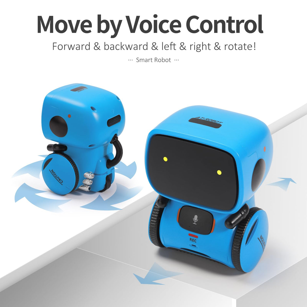 GILOBABY blue robot in singing mode promotes musical fun and language skills.