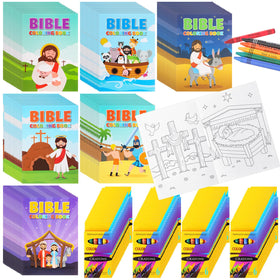 Gilprop 168pcs Christian coloring books bundle with varied covers for Easter party favors.
