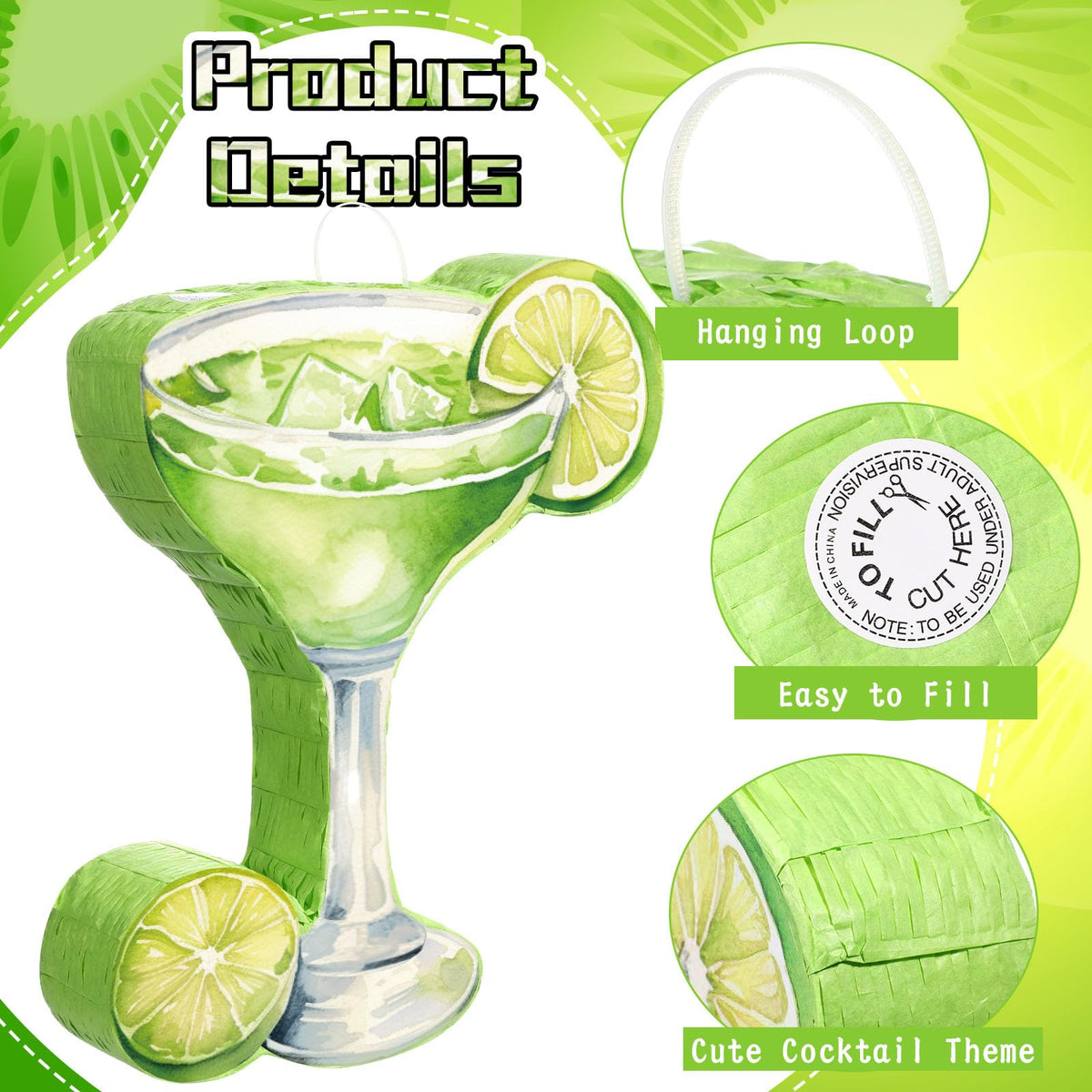 Gilprop Margarita Pinata stick included for easy setup and playful activity.