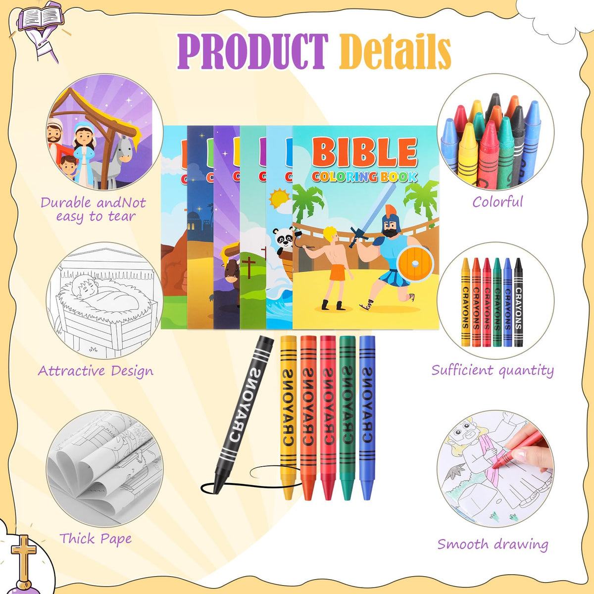 Gilprop six-cover Christian coloring collection with diverse Bible stories for learning.