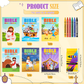 Gilprop coloring books with six cover designs for Bible stories and color variety.