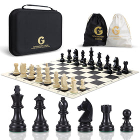 GINGHOWEN chess set folded board for easy travel and storage