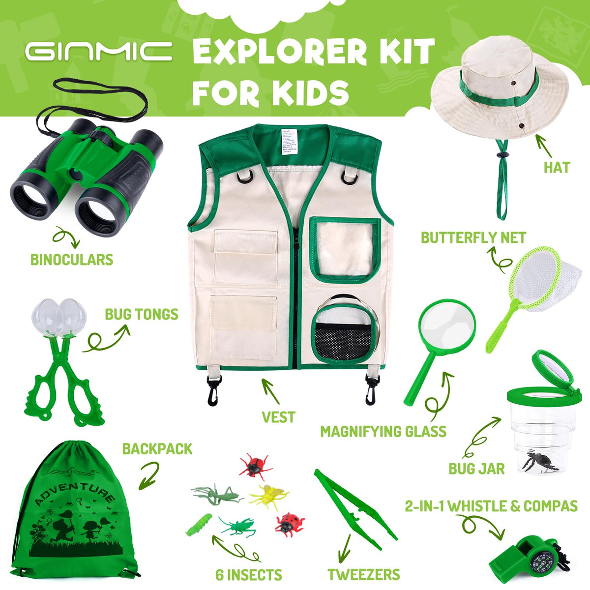 GINMIC Kids Explorer Kit vest for durable wear on outdoor hikes.