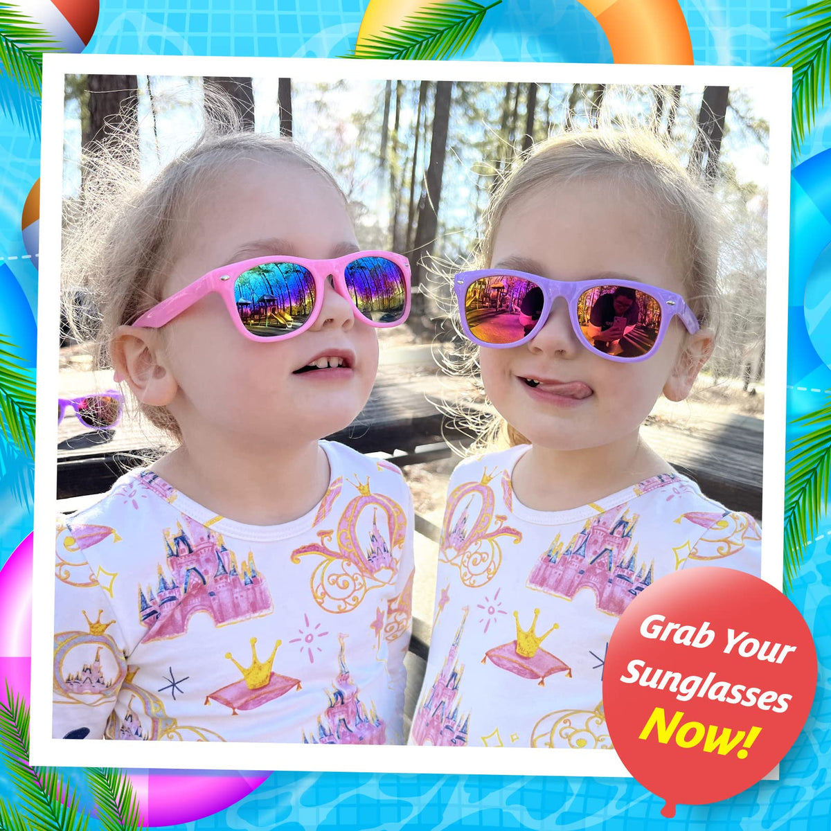 GINMIC kids sunglasses colorful neon hues add fun to parties and events.