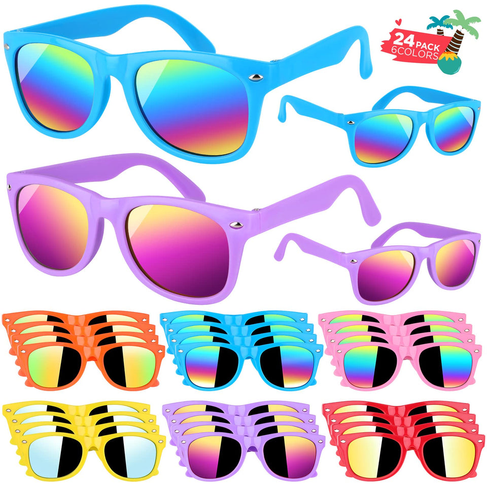 GINMIC kids sunglasses 24pack neon colors for party fun and style.