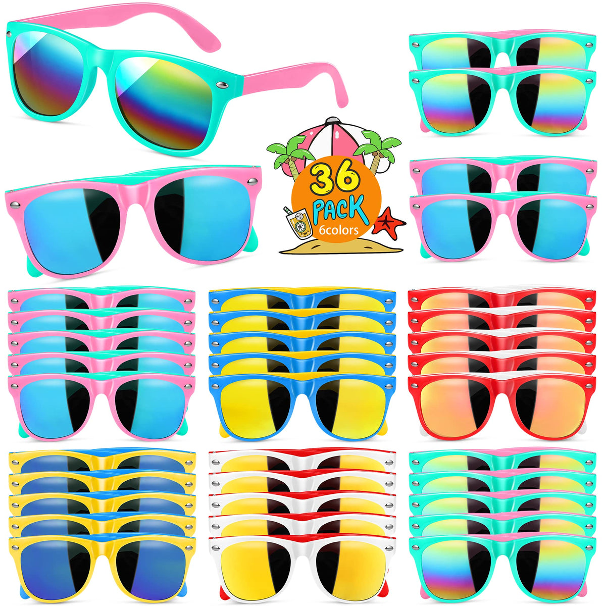 GINMIC kids sunglasses neon bulk pack for sunny outdoor play and sun safety.