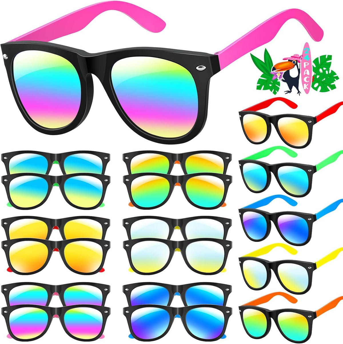 GINMIC Kids Sunglasses neon front view with UV400 protection for sunny days.