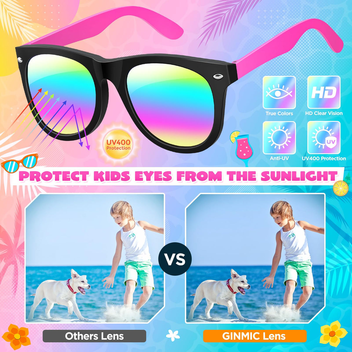 GINMIC kids neon sunglasses bulk set, ideal for classroom giveaways and events
