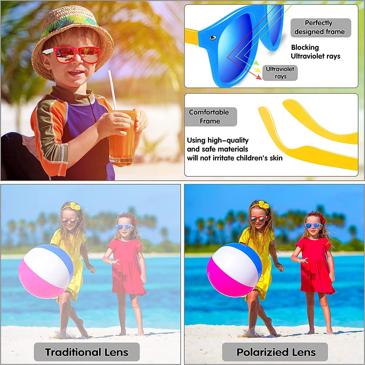 GINMIC kid-friendly sunglasses for beach weekends and vacations.