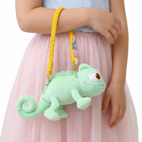 Giozakos Lizard Plush Bag front view with detachable strap for hands-free outings.