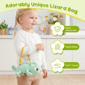 Giozakos Lizard Plush Bag with eight pearl embellishments for fantasy charm.