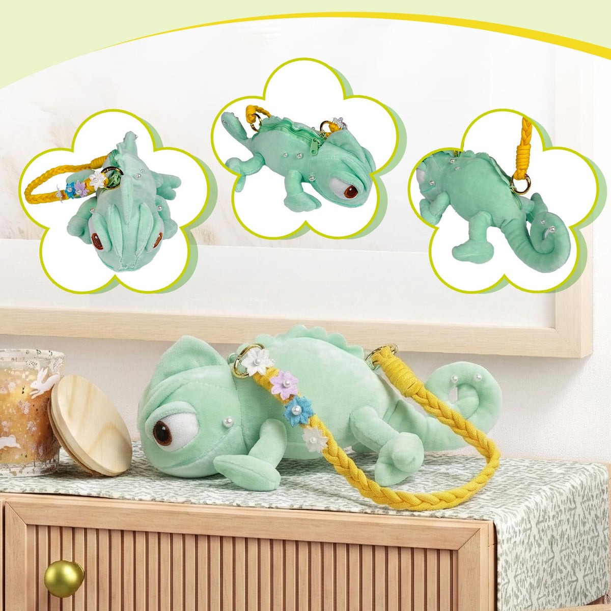 Giozakos Lizard Plush Bag size 9-5 inches for compact carrying.