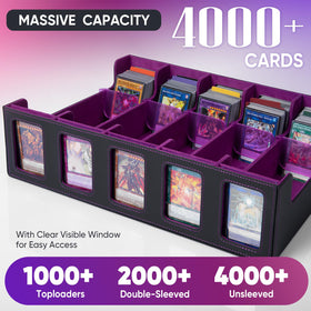 GIRAVO 5-row deck case neatly organizes 4000+ unsleeved cards for quick game-night setup.