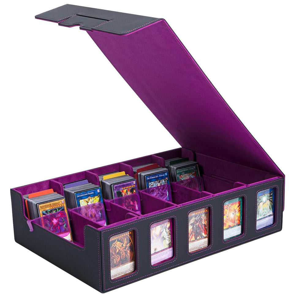 GIRAVO Trading Card Storage Box with magnetic lid and quick-view windows for fast card access.