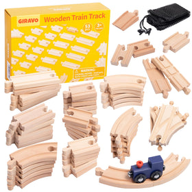 GIRAVO wooden train track set with 53 pieces for creative, screen-free play