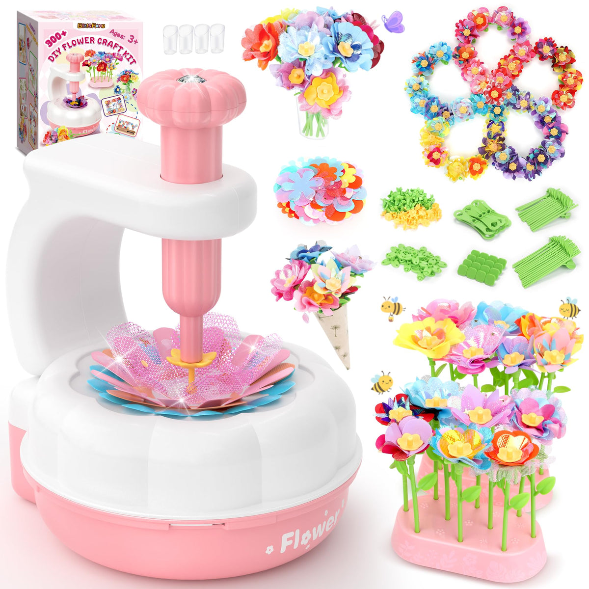 GirlsHome fabric flower kit embossing machine in use for precise petal designs.